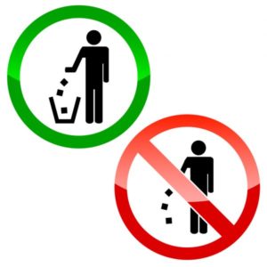 señalamientos que indican dónde si y dónde no tirar basura
